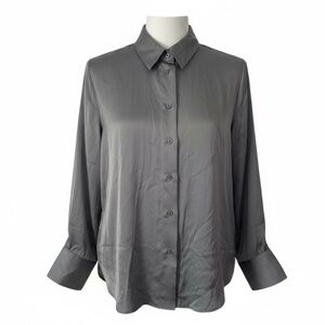 H&M womans Charcoal Button Down Shirt size small NWT